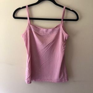 Silk Pink Lace Tank Top
